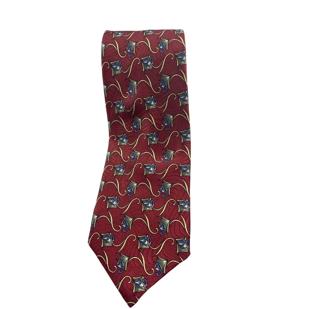 Robert Talbott Studio Extra‎ Long Burgundy Patterned Silk Necktie Men's